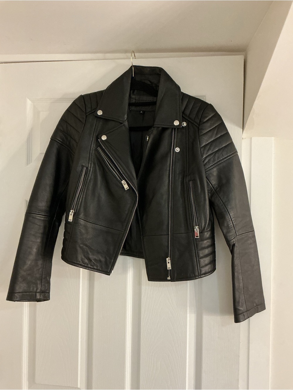 Bolongaro Trevor Black Leather Moto Jacket - Women